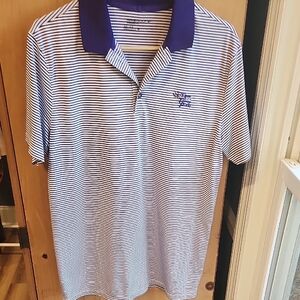 Nike Purple and White Striped Polo Shirt